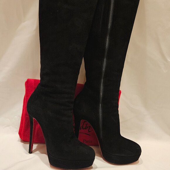 Authentic Christian Louboutin Botalili suede knee high boots womens size 39 EUC - Picture 1 of 5